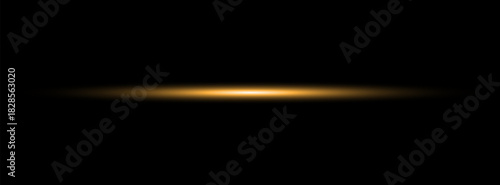 Abstract golden laser beam. Transparent isolated on black background. Vector illustration. lighting effect. directional spotlight