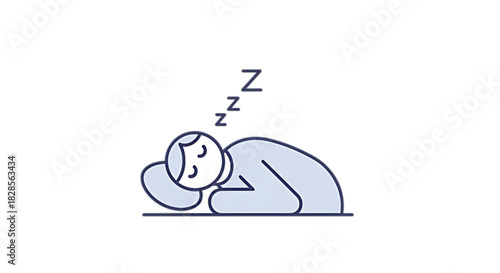 Peaceful person resting soundly, symbolized by "Z"s, suggesting relaxation and sleep.