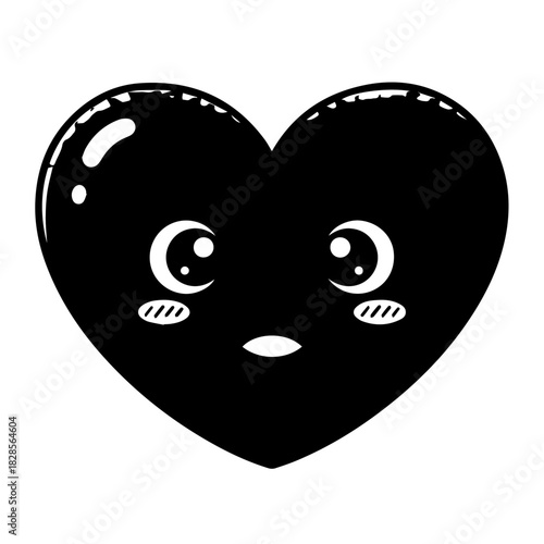 Cute kawaii heart character with smiling eyes and blushing cheeks illustration.