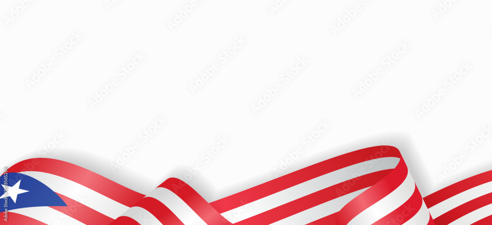 Obraz premium Puerto Rican flag stylized wavy ribbon abstract background. Vector illustration.