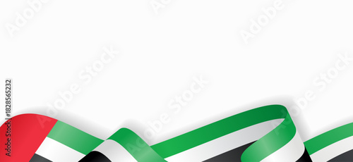 United Arab Emirates flag stylized wavy ribbon abstract background. Vector illustration.