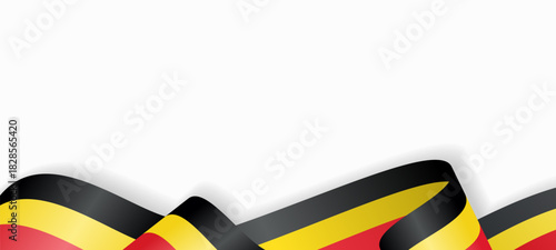 Belgian flag stylized wavy ribbon abstract background. Vector illustration.