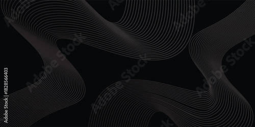 Gradient black background with wavy lines vector design in eps 10