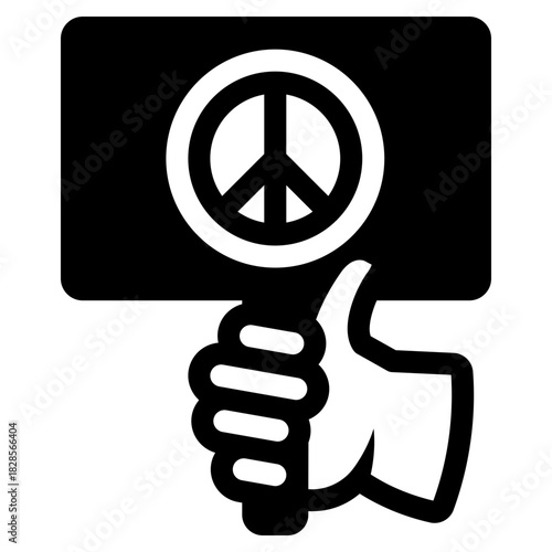 hand holding peace protest sign icon