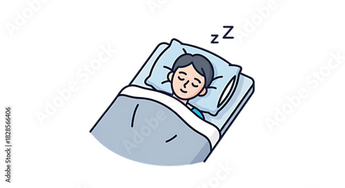 Peaceful young person sleeping soundly in a comfortable bed under soft blankets.