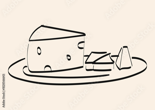 Cheese platter featuring different cheese shapes on a simple plate