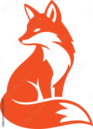 Modern minimalist orange fox animal illustration graphic icon logo