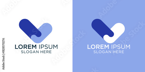 Logo design featuring abstract heart shape in calming blue hues, perfect for brands focused on trust, care, and connection with a professional aesthetic