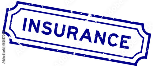 Grunge blue insurance word rubber seal stamp on white background
