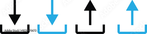 Set of upload and download icons. download and upload icon button. Files download and upload icons symbol in line and flat style on white background

