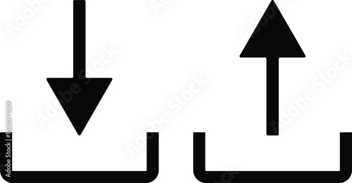 Set of upload and download icons. download and upload icon button. Files download and upload icons symbol in line and flat style on white background
