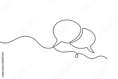 Speech bubble simple one line drawing clean minimalist outline vector graphic icon with background
