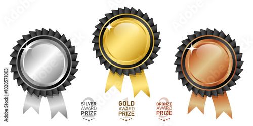 Set Gold Silver Bronze award badge blank vector