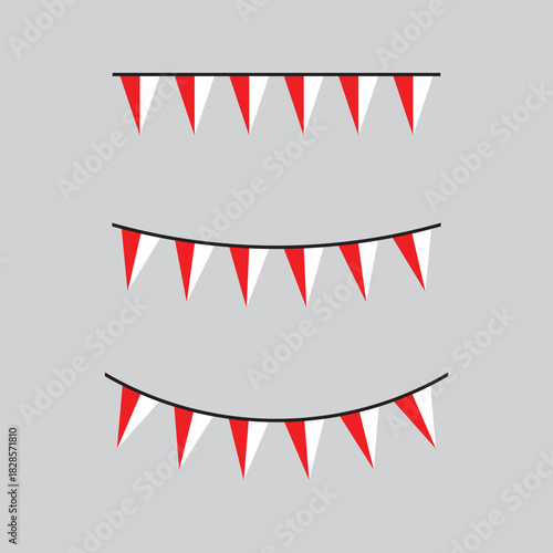 Seamless flag of Indonesia party bunting border. Flat design illustration.	