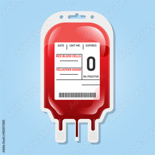 Blood bag with medical sign vector illustration. Blood donation concept