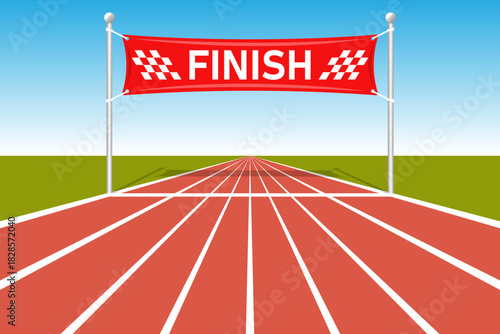 Running Track or Athlete Track with Start or Finish line. Vector Illustration