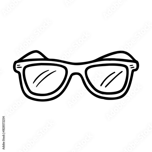 Cool sunglasses featuring thick black frames and rounded lenses offer sun protection in hand drawn style. These cool sunglasses are an essential accessory for hot weather and summer activities.