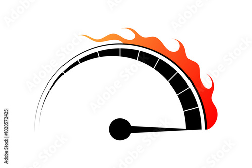 Speedometer, gauge meter icon Vector scale, level of performance. Speed dial indicator . Green and red, low and high barometers, dashboard with arrows. Infographic of risk, gauge, score progress