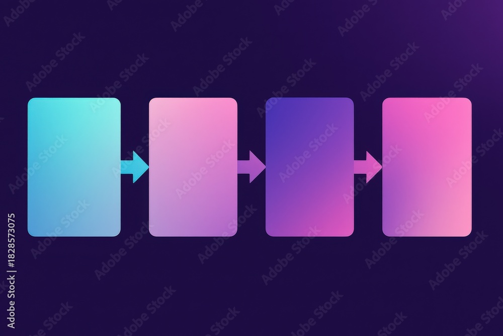 Fototapeta premium Abstract digital workflow composition with gradient rectangles seamlessly transitioning in a modern design space conveying innovation and fluidity