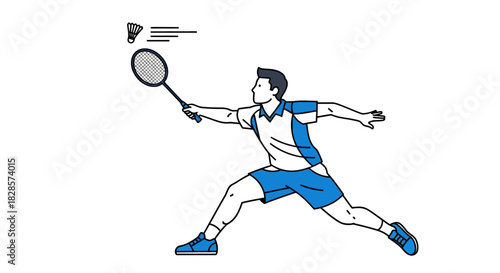 A badminton player swings at a shuttlecock ready to hit it