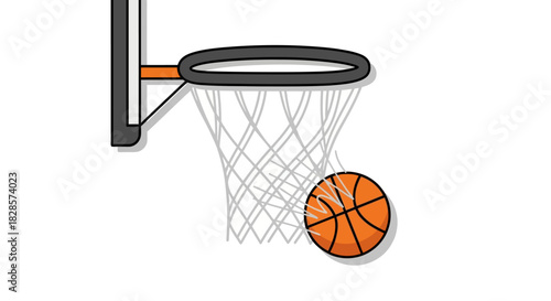 A basketball swishing through the net