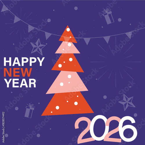 Merry Christmas And Happy New Year Card Vector Design.