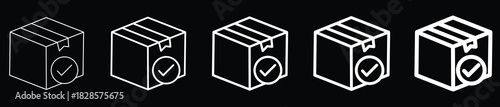 shipping box with a checkmark indicating completion. Delivery confirmation icon. indicating a received or delivered package. Perfect for shipping, logistics, order tracking,
