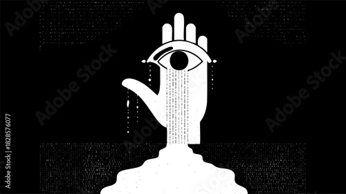 Abstract Hand with Eye and Tears Illustration