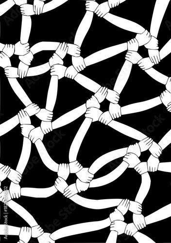 Interconnectedness symbolizes unity with linked hands forming a strong, supportive network, ideal for community, teamwork, and social responsibility concepts