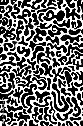 Stylish abstract pattern with organic flowing shapes, great for backgrounds, textiles, or modern designs creates a bold, eye-catching visual element