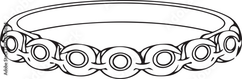 Bracelet Jewelry Hand-drawn Sketch Drawing Vector Illustration, Line Linear Symbol Engraving Coloring Book, Black and White Isolated