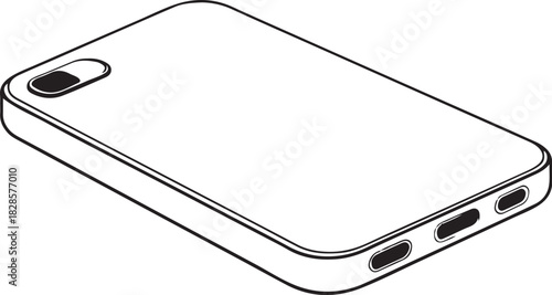 Smartphone Hand-drawn Sketch Drawing Vector Illustration, Line Linear Symbol Engraving Coloring Book, Black and White Isolated