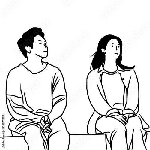 Minimalist Line Art of Two People Sitting