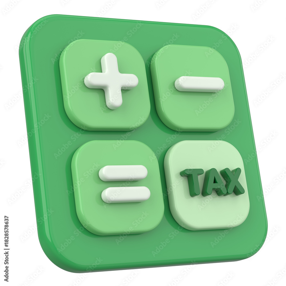 Fototapeta premium 3D Tax Icon Illustration with Calculator and Finance Elements.