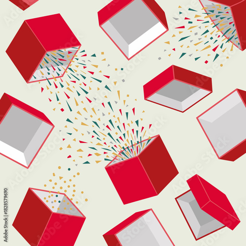 Geometric open boxes pattern – Suitable for holiday packaging or backdrops.