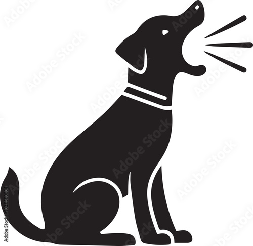 Dog Sitting and Barking Silhouette Vector, Dog Vector