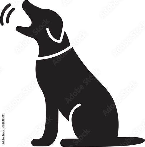 Dog Sitting and Barking Silhouette Vector, Dog Vector