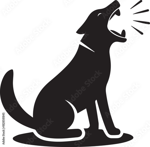 Dog Sitting and Barking Silhouette Vector, Dog Vector
