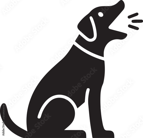 Dog Sitting and Barking Silhouette Vector, Dog Vector