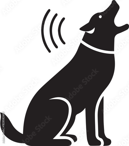 Dog Sitting and Barking Silhouette Vector, Dog Vector