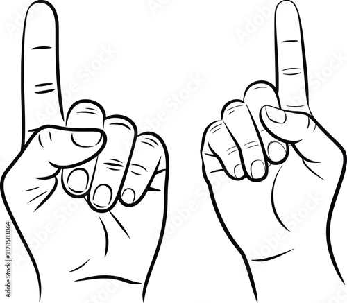 Hand Gesture Illustration with Raised Index Finger.
