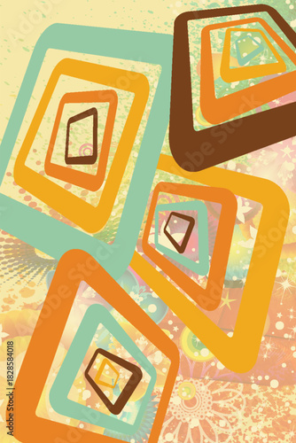 unique retro square flower grunge element decorative background