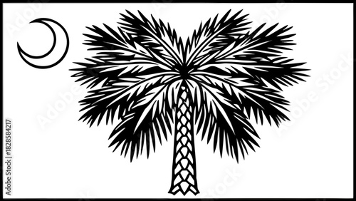Very beautiful vector illustration of the official flag of South Carolina, featuring a crisp, clean design with the iconic white palmetto tree and crescent on a solid indigo background, isolated on 