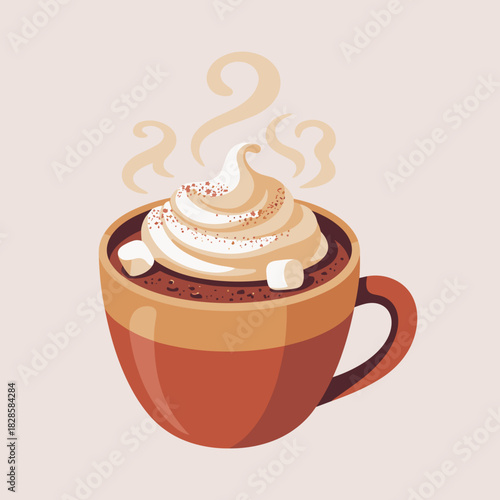 Flat design hot chocolate cup with marshmallows