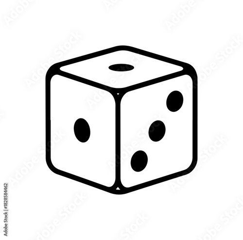 Classic six sided dice icon for game night, gambling, or chance concept design
