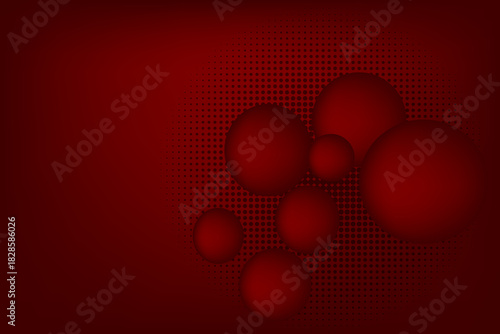 abstract red background with circular shapes floating across the scene, modern, smooth, and atmospheric design with depth and visual balance.