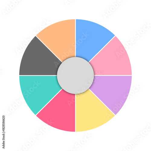 Colorful pie chart diagram isolated on white background, perfect for data presentation, statistics, analytics, business reports, infographics, and financial visualization.