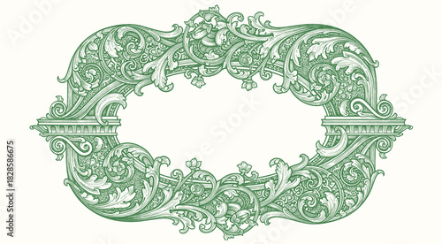 baroque victorian frame border illustration vintage floral ornament vector line art hand drawn set collection
