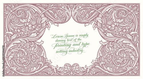 a drawing of a decorative design with scrolls and scrolls, baroque frame border