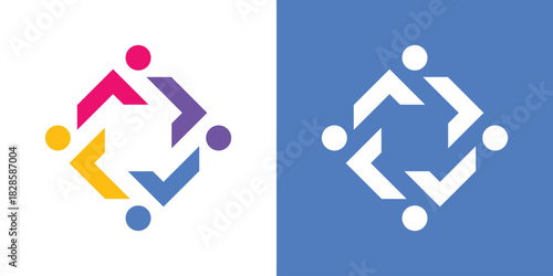 A dual-meaning logo combining a human figure with interconnected network nodes, symbolizing collaboration, connectivity, and modern digital communication